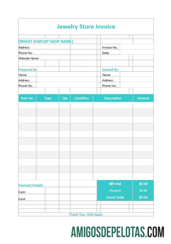 realista Modelo de fatura de joalheria